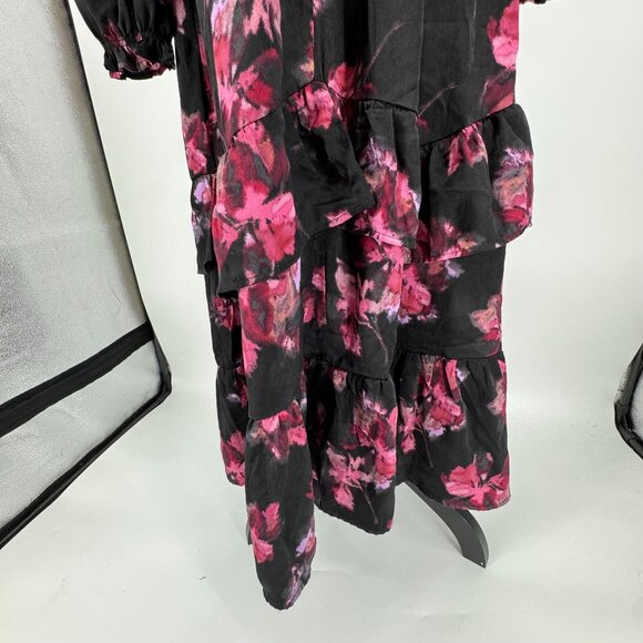 Terra Sky Tiered Wrap Maxi Dress Women Size 2x Babydoll Satin Silky Empire Waist - Picture 6 of 8